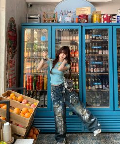 Women's Ripped Jeans - Street Style Loose Straight Leg Fit, Summer Wide Leg Pants for Casual Fashion