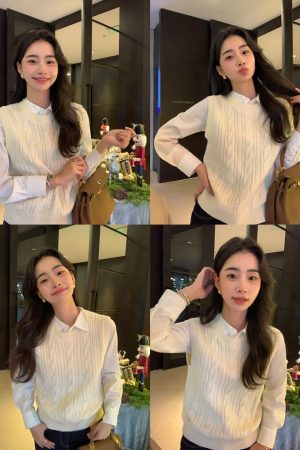 Women's Round Neck Cable Knit Vest - Stylish Sleeveless Pullover Cardigan Top for Casual and Chic Outfits