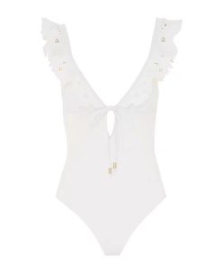 Women's Ruffled One-Piece Swimsuit - Tummy-Control, Slimming Beach Vacation Design for Hot Springs & Conservative Style