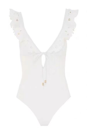 Women's Ruffled One-Piece Swimsuit - Tummy-Control, Slimming Beach Vacation Design for Hot Springs & Conservative Style