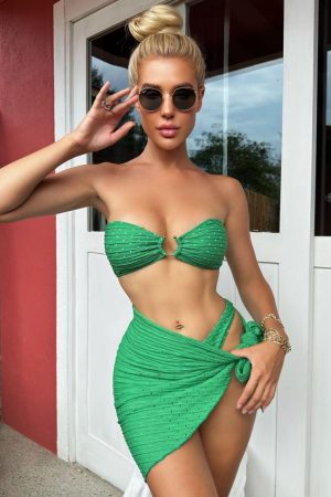 Women's Sexy Three-Piece Split Swimsuit - European and American Fashion, Hot-Selling INS Style Bikini for Hot Springs & Swimming