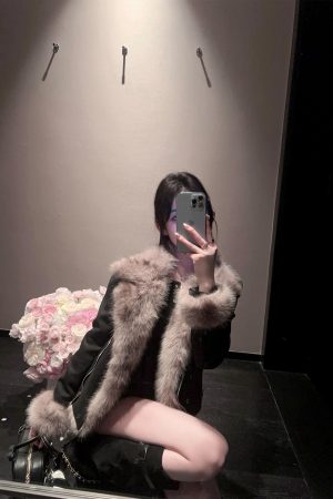 Women's Short Thick Eco-Friendly Suede Fur Coat with Lapel - Winter Jacket for Chic Style