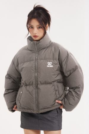 Women's Slim Fit Casual Puffer Jacket - Short Winter Down Coat, Thick and Warm for Outdoor Wear