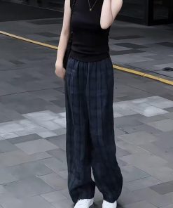 Women's Slim-Fit Lapel Top and Wide-Leg Pants Two-Piece Set - 2025 Summer Korean Style Outfit for Effortless Chic