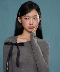 Women's Slim Fit Long Sleeve T-Shirt - Gray Base Layer Top for Spring & Autumn 2025, Perfect for Casual Weekend Style