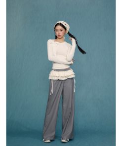 Women's Slim Fit Long Sleeve T-Shirt - Gray Base Layer Top for Spring & Autumn 2025, Perfect for Casual Weekend Style