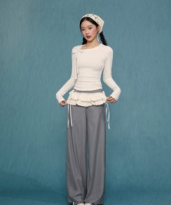 Women's Slim Fit Long Sleeve T-Shirt - Gray Base Layer Top for Spring & Autumn 2025, Perfect for Casual Weekend Style