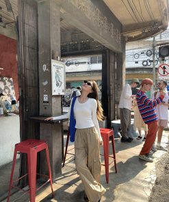 Women's Slim-Fit U-Neck Long Sleeve T-Shirt in Black, White, Gray - Basic Knitted Layer Top for Casual Style