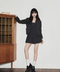 Women's Slimming Two-Piece Suit Strap Dress Set - Elegant, Chic Style for Any Occasion