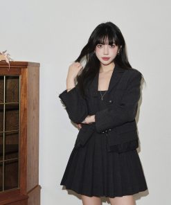 Women's Slimming Two-Piece Suit Strap Dress Set - Elegant, Chic Style for Any Occasion