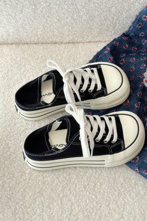 Women's Slip-On Canvas Shoes with Thick Sole - Round Toe, Summer 2025 Style, Comfy Lazy Fashion Footwear
