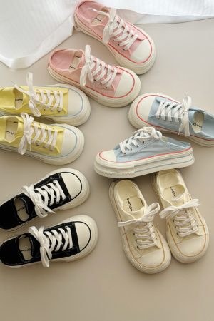 Women's Slip-On Canvas Shoes with Thick Sole - Round Toe, Summer 2025 Style, Comfy Lazy Fashion Footwear