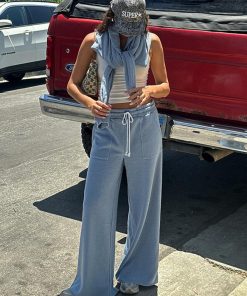 Women's Solid Color Loose Sweatpants - Casual Autumn Winter Streetwear with Elastic Waist and Drawstring, Straight Leg Design