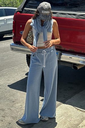Women's Solid Color Loose Sweatpants - Casual Autumn Winter Streetwear with Elastic Waist and Drawstring, Straight Leg Design