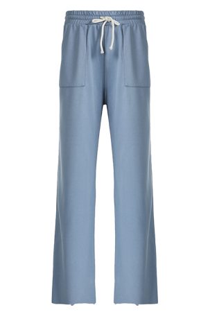 Women's Solid Color Loose Sweatpants - Casual Autumn Winter Streetwear with Elastic Waist and Drawstring, Straight Leg Design