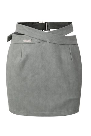 Women's Spring Faux Leather Backless Jacket with Shoulder Pads & High Waist Skirt Fashion Set - Chic Shaping Proportions