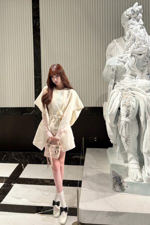 Women's Spring Summer Knitted Shawl Coat - Loose Cape Design, Niche Style, Perfect for 90s and Y2K Fashion Trends