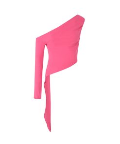Women's Spring Summer Pink Asymmetrical One-Shoulder Sleeveless Top - Sexy Slim Fit Fashion Shirt for Y2K Style
