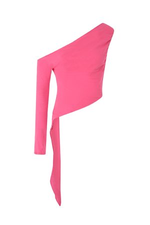 Women's Spring Summer Pink Asymmetrical One-Shoulder Sleeveless Top - Sexy Slim Fit Fashion Shirt for Y2K Style