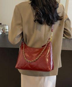 Women's Spring-Summer Single-Shoulder Dumpling Bag, Large Capacity, Diamond Quilted, Chain Strap, Trendy Commuter Style 2025