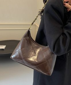 Women's Spring-Summer Single-Shoulder Dumpling Bag, Large Capacity, Diamond Quilted, Chain Strap, Trendy Commuter Style 2025