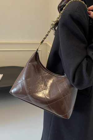 Women's Spring-Summer Single-Shoulder Dumpling Bag, Large Capacity, Diamond Quilted, Chain Strap, Trendy Commuter Style 2025