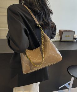 Women's Spring-Summer Single-Shoulder Dumpling Bag, Large Capacity, Diamond Quilted, Chain Strap, Trendy Commuter Style 2025