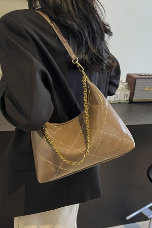 Women's Spring-Summer Single-Shoulder Dumpling Bag, Large Capacity, Diamond Quilted, Chain Strap, Trendy Commuter Style 2025