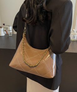 Women's Spring-Summer Single-Shoulder Dumpling Bag, Large Capacity, Diamond Quilted, Chain Strap, Trendy Commuter Style 2025