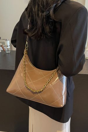 Women's Spring-Summer Single-Shoulder Dumpling Bag, Large Capacity, Diamond Quilted, Chain Strap, Trendy Commuter Style 2025