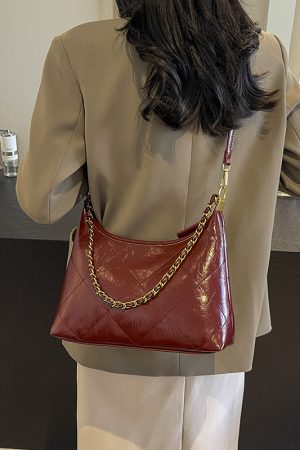 Women's Spring-Summer Single-Shoulder Dumpling Bag, Large Capacity, Diamond Quilted, Chain Strap, Trendy Commuter Style 2025