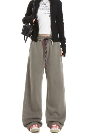 Women's Straight Leg Double Drawstring Hiphop Jazz Dance Pants - Trendy American Style Sportswear for Active Lifestyle