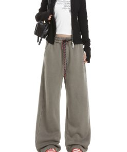 Women's Straight Leg Double Drawstring Hiphop Jazz Dance Pants - Trendy American Style Sportswear for Active Lifestyle