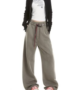 Women's Straight Leg Double Drawstring Hiphop Jazz Dance Pants - Trendy American Style Sportswear for Active Lifestyle