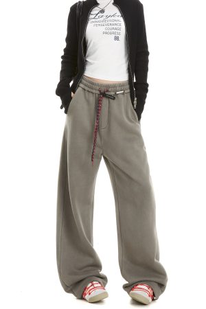 Women's Straight Leg Double Drawstring Hiphop Jazz Dance Pants - Trendy American Style Sportswear for Active Lifestyle
