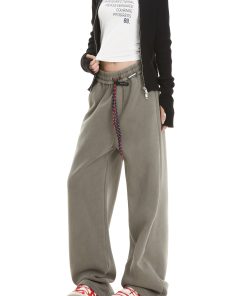Women's Straight Leg Double Drawstring Hiphop Jazz Dance Pants - Trendy American Style Sportswear for Active Lifestyle