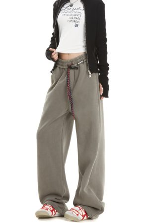 Women's Straight Leg Double Drawstring Hiphop Jazz Dance Pants - Trendy American Style Sportswear for Active Lifestyle