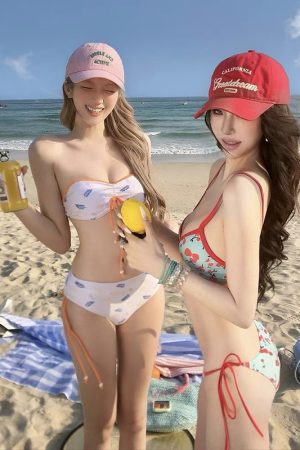 Women's Strapless Floral Bikini Set - 3-Piece French-Style Beach Swimsuit for Hot Springs and Summer Getaways