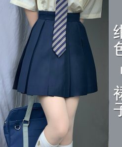 Women's Striped Long Sleeve JK Shirt Uniform Set - White and Blue Pudding Bear Design for Spring 2025 Fashion