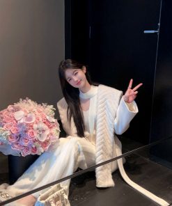 Women's Striped Ribbon V-Neck Knit Sweater - Cozy Winter Fashion Top