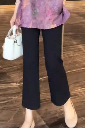 Women's Summer 2025 Korean Style Slim-Fit Lapel Top & Age-Reducing Wide-Leg Pants Two-Piece Outfit Set