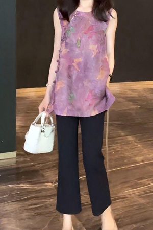 Women's Summer 2025 Korean Style Slim-Fit Lapel Top & Age-Reducing Wide-Leg Pants Two-Piece Outfit Set