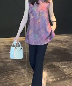 Women's Summer 2025 Korean Style Slim-Fit Lapel Top & Age-Reducing Wide-Leg Pants Two-Piece Outfit Set