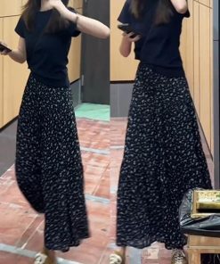 Women's Summer 2025 Korean Style Slim-Fit Lapel Top & Age-Reducing Wide-Leg Pants Two-Piece Set