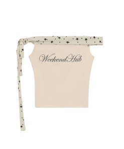 Women's Summer 2025 Off-Shoulder Star Patchwork One-Shoulder Top, Short Sleeves, Trendy Summer Fashion