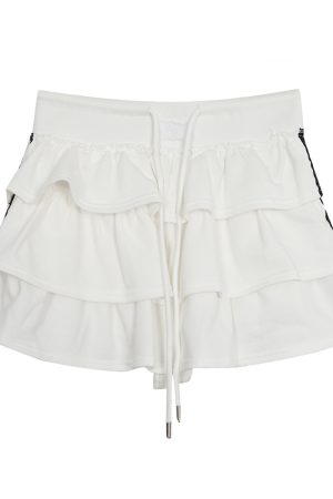 Women's Summer Lace White A-Line Puff Skirt 2025 - Petite Fairy Style Short Skirt for Weekend Fashion