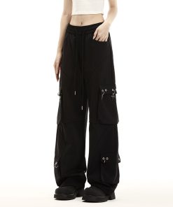 Women's Summer Wide-Leg Multi-Pocket Hip-Hop Casual Pants - Trendy Street Style for Dance and Sports