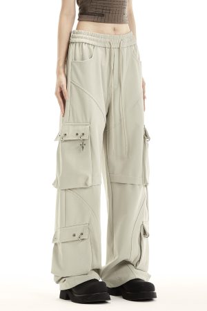 Women's Summer Wide-Leg Multi-Pocket Hip-Hop Casual Pants - Trendy Street Style for Dance and Sports