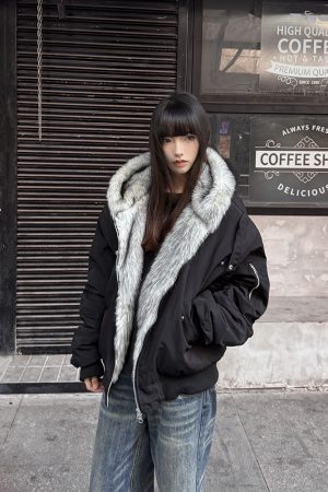 Women's Thick Hooded Fur Collar Coat - Winter Cotton Jacket, Stylish American Flight Design for Men and Women