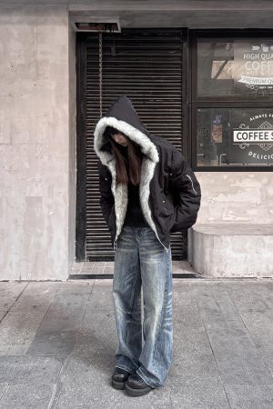 Women's Thick Hooded Fur Collar Coat - Winter Cotton Jacket, Stylish American Flight Design for Men and Women